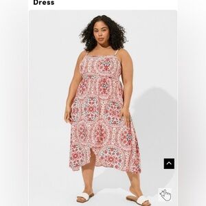 Torrid 3x Tea Length Challis Square Neck Dress NWOT